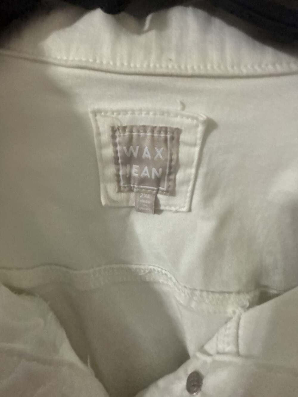 Wax Jean Denim Jacket Size 2XL White Cropped Cotton Button Up